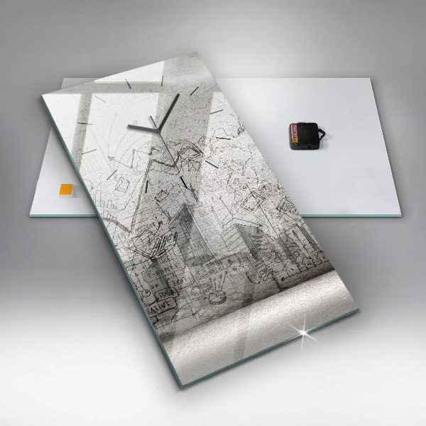 Vertical wall clock Sketch of the City