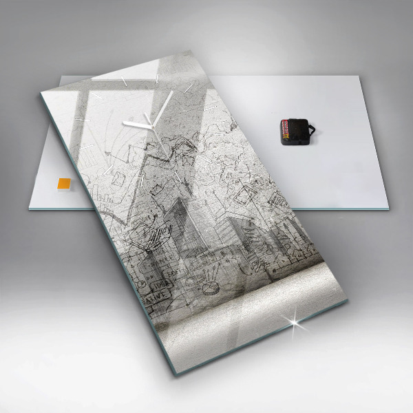 Vertical wall clock Sketch of the City