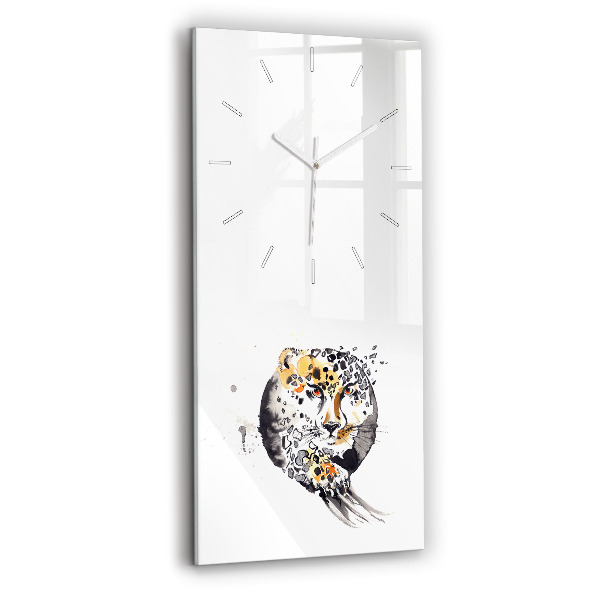 Vertical wall clock Cheetah inside a circle abstract