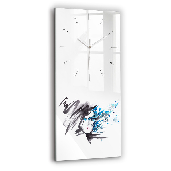 Vertical wall clock Abstract woman's face