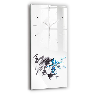 Vertical wall clock Abstract woman's face