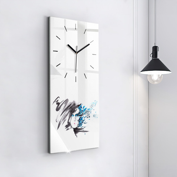 Vertical wall clock Abstract woman's face