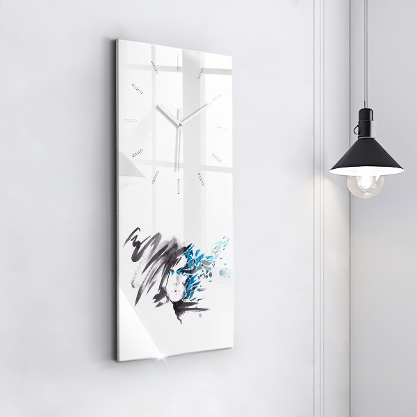Vertical wall clock Abstract woman's face