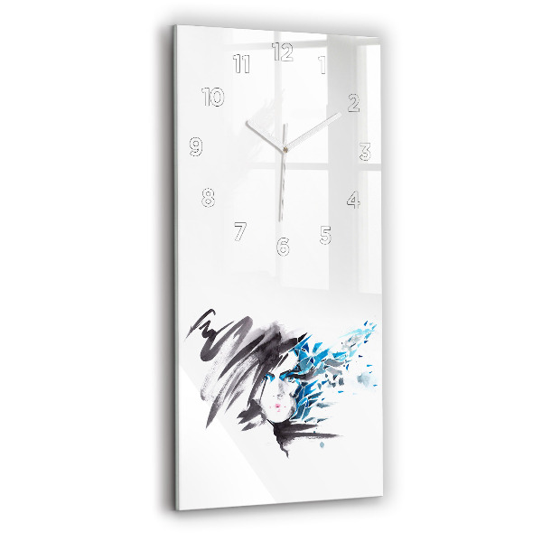 Vertical wall clock Abstract woman's face