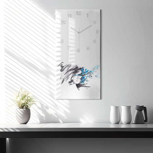 Vertical wall clock Abstract woman's face