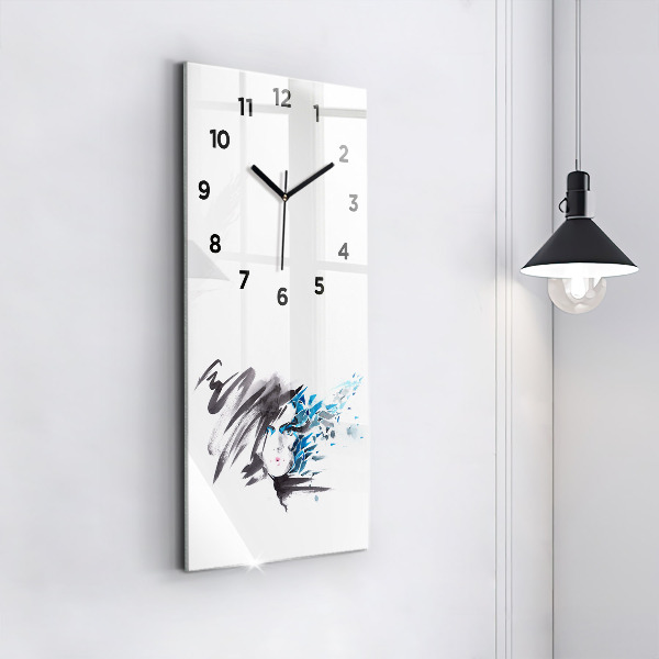 Vertical wall clock Abstract woman's face