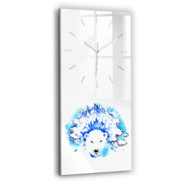 Vertical wall clock Bear on the ice background