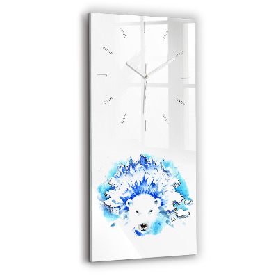 Vertical wall clock Bear on the ice background