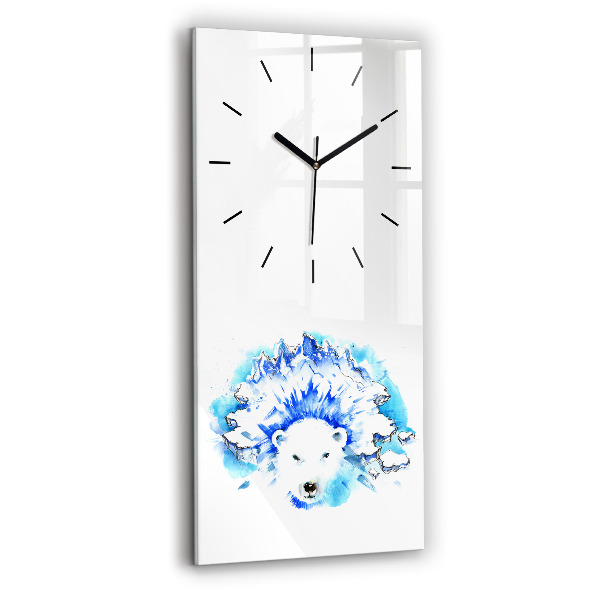 Vertical wall clock Bear on the ice background