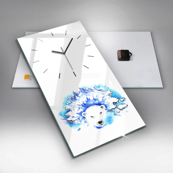 Vertical wall clock Bear on the ice background