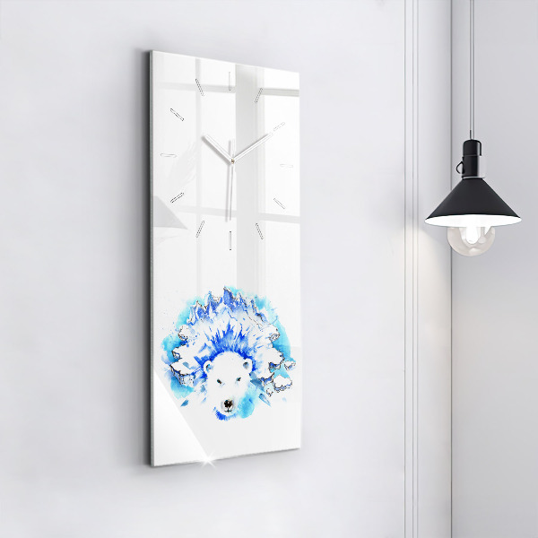 Vertical wall clock Bear on the ice background