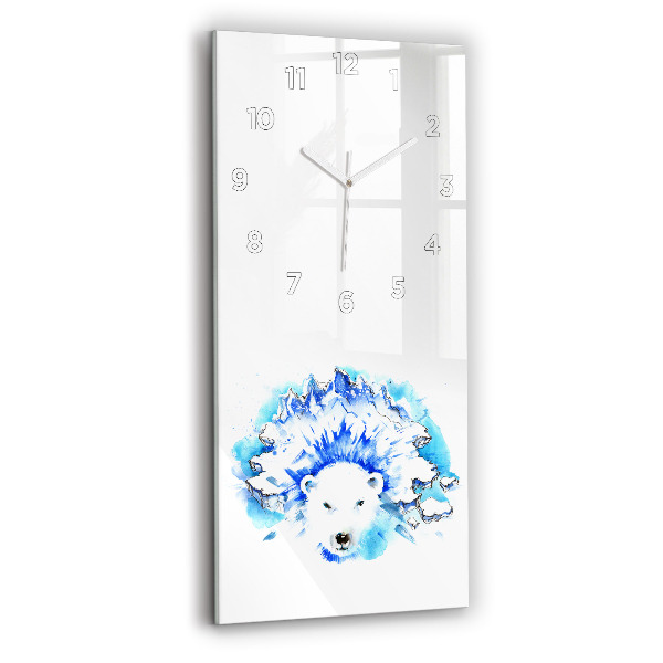 Vertical wall clock Bear on the ice background