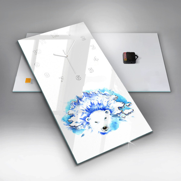Vertical wall clock Bear on the ice background