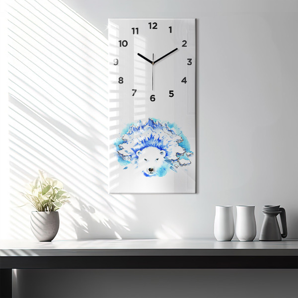 Vertical wall clock Bear on the ice background