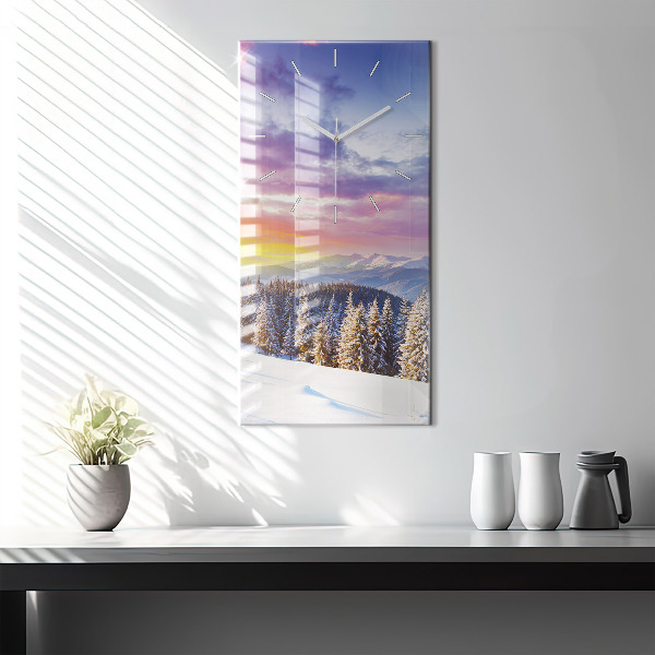 Vertical wall clock Winter Mountain Landscape