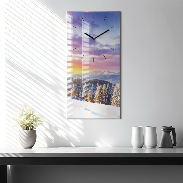 Vertical wall clock Winter Mountain Landscape