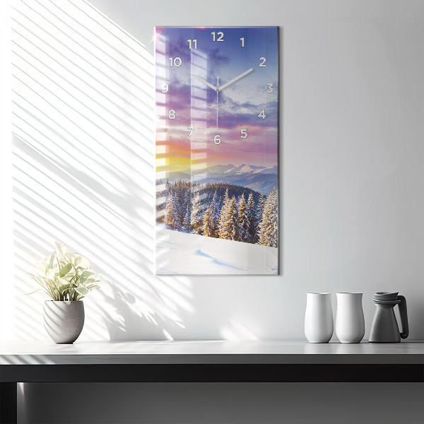Vertical wall clock Winter Mountain Landscape