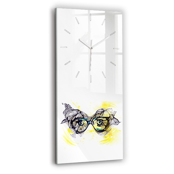 Vertical wall clock Eyes with glasses
