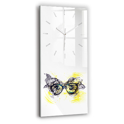 Vertical wall clock Eyes with glasses