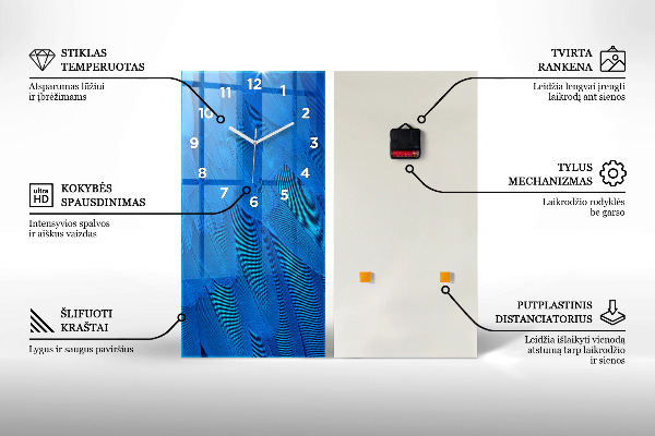 Vertical wall clock Eyes with glasses