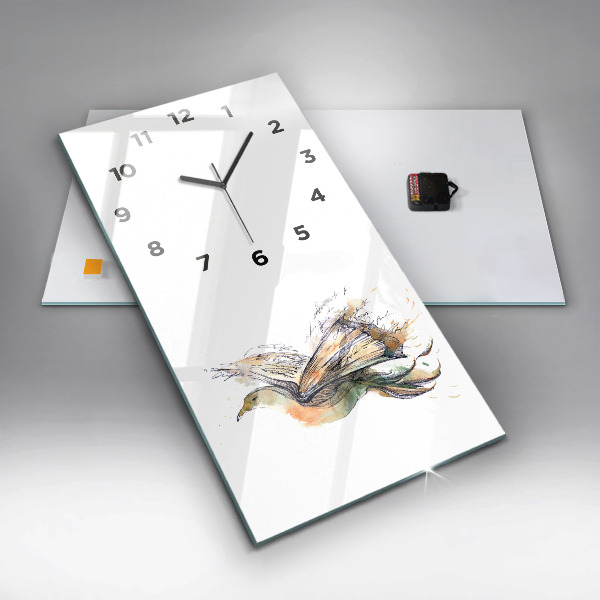 Vertical wall clock The bird and the book