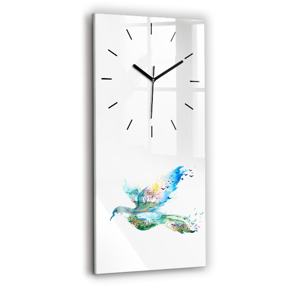 Vertical wall clock Abstraction of bird and spring