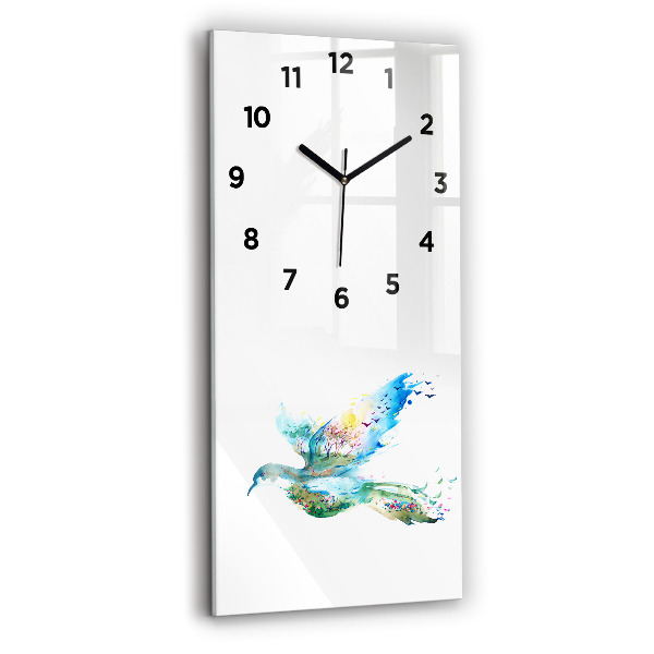 Vertical wall clock Abstraction of bird and spring