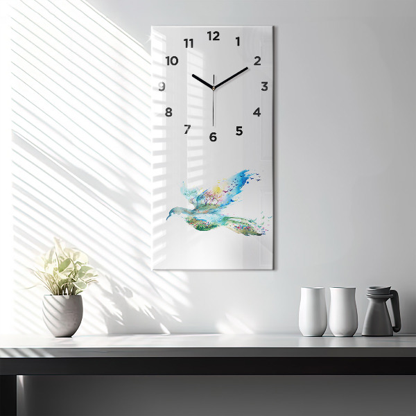Vertical wall clock Abstraction of bird and spring