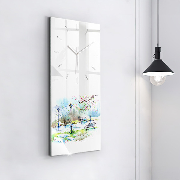 Vertical wall clock Picturesque spring
