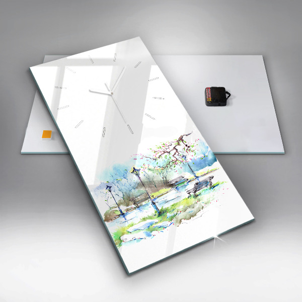 Vertical wall clock Picturesque spring