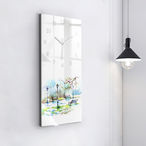 Vertical wall clock Picturesque spring