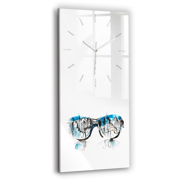 Vertical wall clock City in glasses