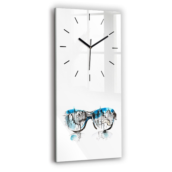 Vertical wall clock City in glasses