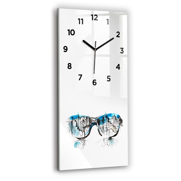 Vertical wall clock City in glasses