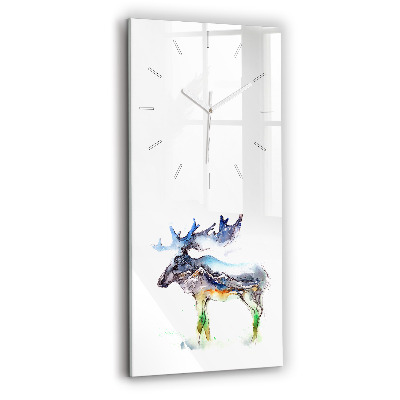 Vertical wall clock Moose and Mountain Landscape