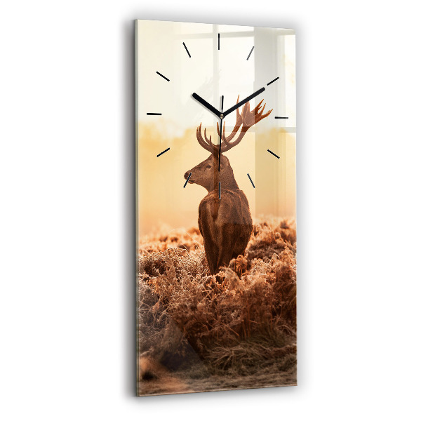 Vertical wall clock Deer at sunrise