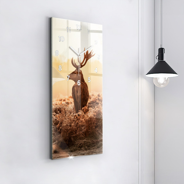 Vertical wall clock Deer at sunrise