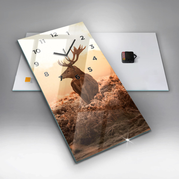 Vertical wall clock Deer at sunrise