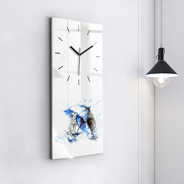 Vertical wall clock Dalmatian and Umbrella