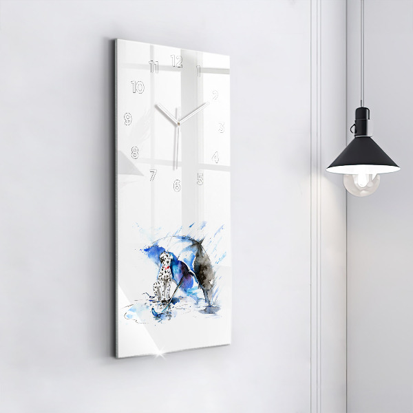 Vertical wall clock Dalmatian and Umbrella