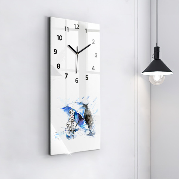 Vertical wall clock Dalmatian and Umbrella