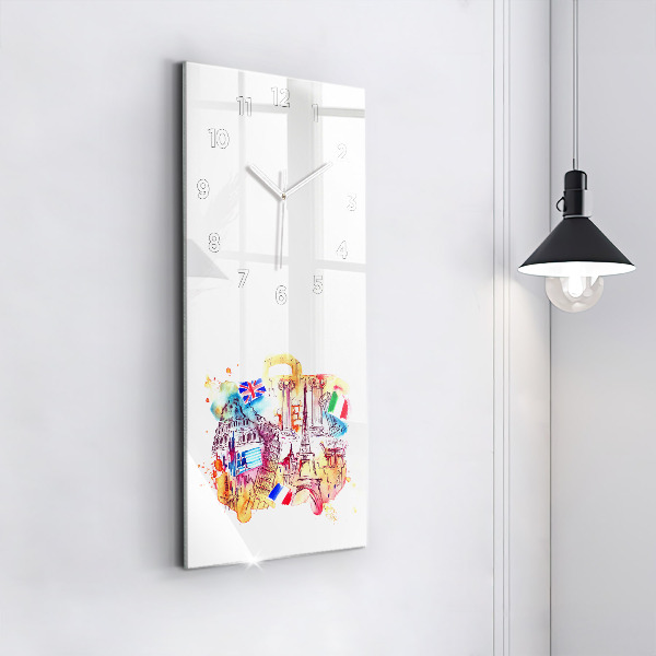 Vertical wall clock Attractive countries in the world