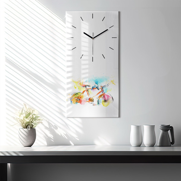 Vertical wall clock Painted bike