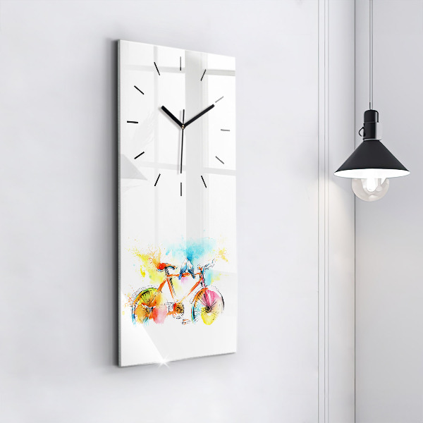 Vertical wall clock Painted bike