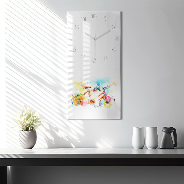 Vertical wall clock Painted bike