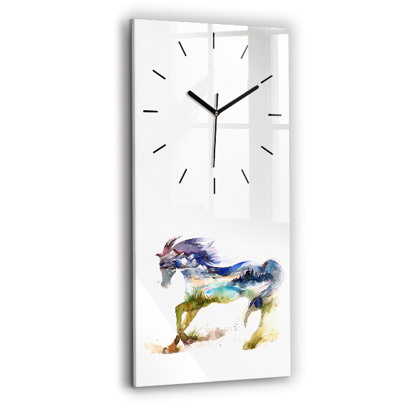 Vertical wall clock Painted Mountains and Horse