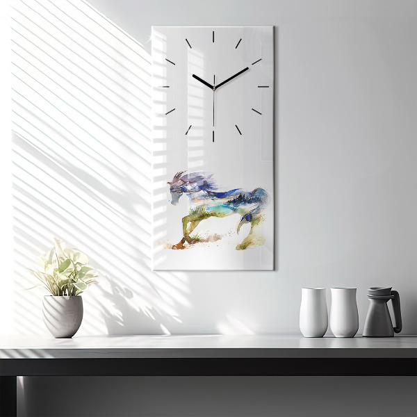 Vertical wall clock Painted Mountains and Horse