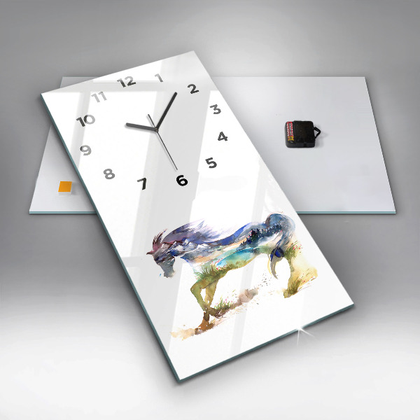 Vertical wall clock Painted Mountains and Horse