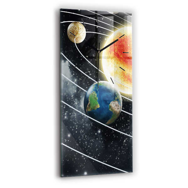 Vertical wall clock The solar system