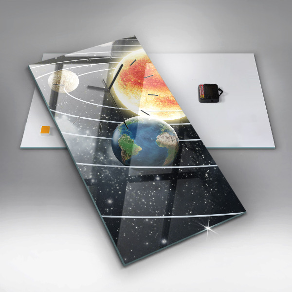 Vertical wall clock The solar system